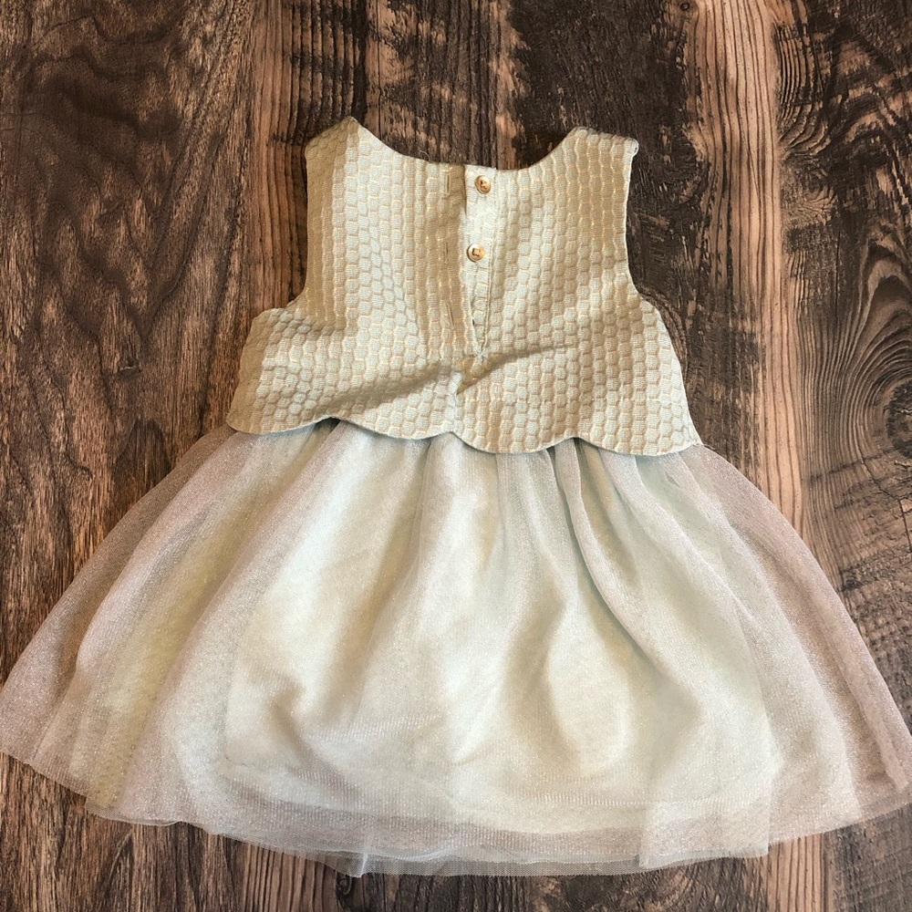 Light Turquoise Silver Sparkle Toddler Dress - Picture 3 of 4